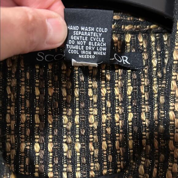 Scott Taylor women’s Sz XL Elegant Black & Gold lined Tweed Blazer - Picture 4 of 7